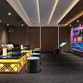 Modern KTV Room Interior With Large Screen Sofa Coffee Table And Ambient Lighting 3d model