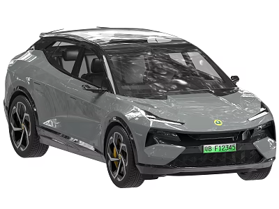 Gray Electric Crossover SUV with Modern Sleek Exterior Design Black Wheels and Panoramic Sunroof 3d model