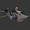 Sleek Futuristic Motorcycle with Male Rider on Aerodynamic White Black Body in Modern Studio