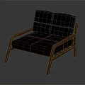 Modern Leather Chair with Wooden Frame Armrests and Comfortable Upholstered Seat