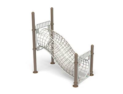 Outdoor Playground Equipment Net Slide Structure With Metal Support Posts For Children 3d model