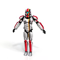 Futuristic Robot Armor Design With Red White Gray Helmet And Armored Body