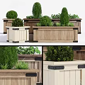 Garden Decorative Wooden Planters With Green Shrubs And Various Stylish Designs