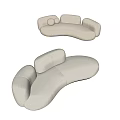 Modern White Curved Irregular Sofa With Unique Shape And Soft Fabric Design 3d model