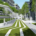 Modern Industrial Factory Exterior Design With Glass Curtain Walls And Plaza Greenery