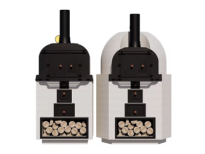 Black And White Industrial Mechanical Devices With Circular Components And Vertical Pipes 3d model