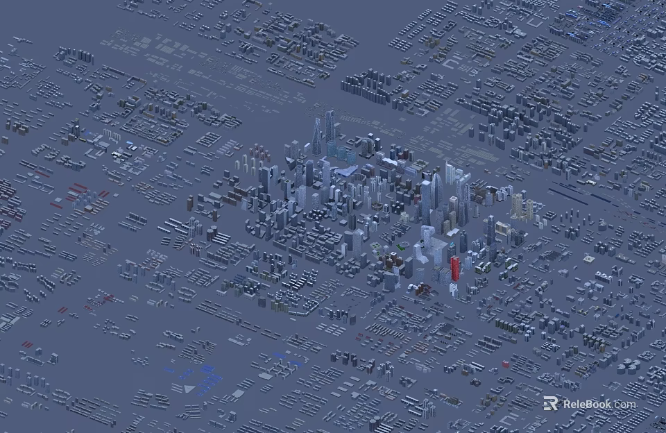 Detailed Birds Eye View Urban Planning With High Rise Buildings And City Layout Design 3d model 