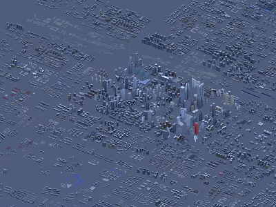 Aerial view of planning entity distribution building high-rise office residential commercial 3d model