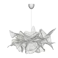 Modern White Tulle Chandelier with Flowing Ruffled Design and Soft Glowing Light in Elegant Style