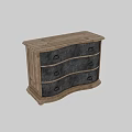 Vintage Wooden Chest of Drawers with Metal Drawer Panels and Rivets Detail