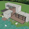 Scenic Modern Container Detached Villa With Wooden Deck And Grass Surroundings