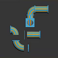 Blue And Orange Striped Construction Pipe Fittings With Various Shapes Curved Straight Square Jointed