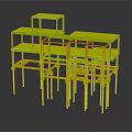 Open Multi Tier Furniture Shelves With White Surfaces And Yellow Legs