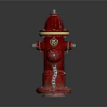 Red Fire Hydrant With Gold Accents Chain Detail And Sturdy Base