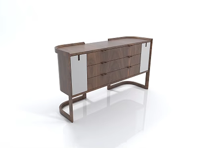 Modern Wooden TV Stand With Drawers And Metal Accents Sleek Design 3d model