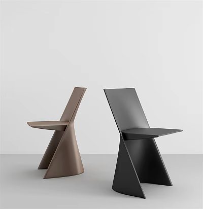 Modern Minimalist Dining Chairs With Brown And Black Geometric Stylish Design 3d model