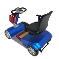Blue Electric Mobility Scooter With Black Seat And Red Basket