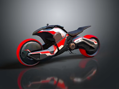 Futuristic Red And White Motorcycle With Sleek Black Accents And Sporty Modern Design 3d model