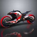 Futuristic Red And White Motorcycle With Sleek Black Accents And Sporty Modern Design
