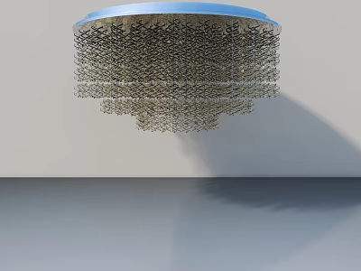 Swing Door Design With Modern Chain Chandelier And Light Colored Background 3d model