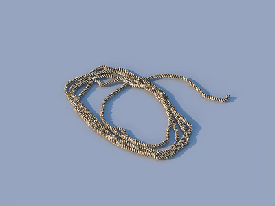 Golden Braided Rope with Coiled Design and Textured Surface for Decorative Use 3d model