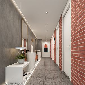 Industrial LOFT toilet public car wash 3d model