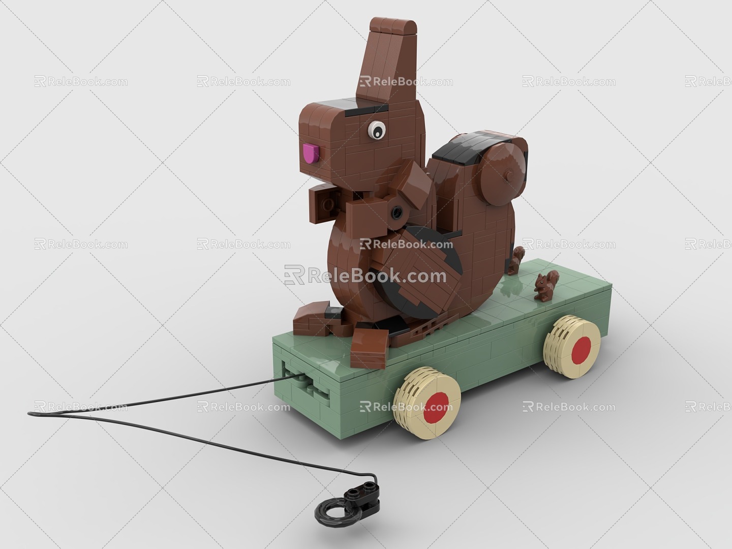 LEGO toy blocks squirrel pull cart animal 3d model