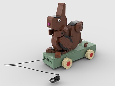 LEGO toy blocks squirrel pull cart animal 3d model