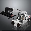Industrial White Forklift With Large Wheels Cab And Mechanical Grab Arm