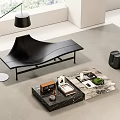 Modern Black Lounge Chair In Interior With Floor Lamp Marble Table And City View