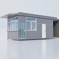 Grey Prefabricated Small Office Building With Metal Panels Windows And Door