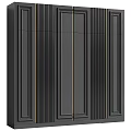 Elegant Gray Decorative Wall Panels With Vertical Stripes And Intricate Moldings