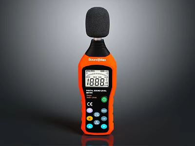 GainExpress Orange Black Noise Meter CE Certified With Digital Display And Buttons 3d model