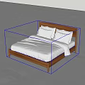 Minimalist Double Bed Interior With Wooden Frame Headboard And White Sheets 3d model