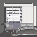 Modern Tatami Bedroom Interior Design With Desk Bookshelf Window And Lighting