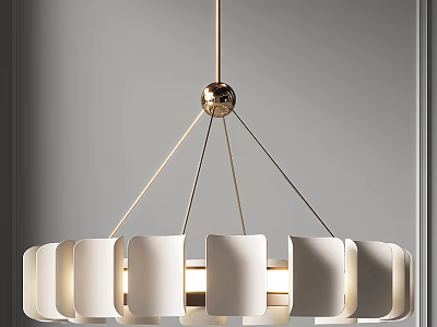 Elegant Modern Chandelier With Gold Metal Bracket And White Square Shades Design 3d model