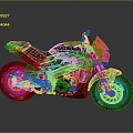 Modern motorcycle two-wheeled motorcycle off-road motorcycle road racing motorcycle 3d model