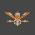 Cute Orange Game Movie Character With Big Eyes White Fur And Transparent Wings