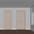 Cream White Hinged Doors With Decorative Panels In Light Wall Interior