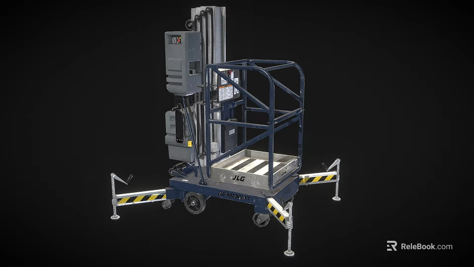 Industrial Mobile Elevating Work Platform With Safety Guardrails Control Panel And Wheels 3d model 