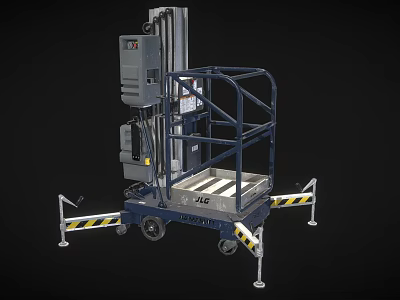 Industrial Mobile Elevating Work Platform With Safety Guardrails Control Panel And Wheels 3d model