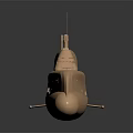 Golden Submarine Model As Water Transport With Shiny Surface And Dark Background