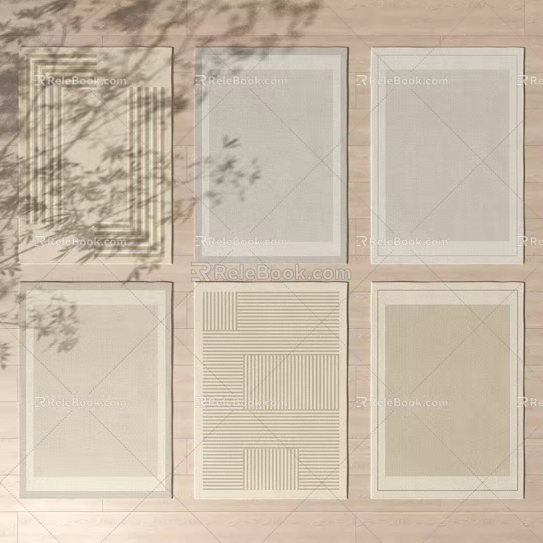 Modern Square Carpet Cream Wind Carpet Combination 3d model
