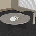 Modern Round Marble Coffee Table With Books And Black Base Side Table 3d model