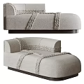 Beige Fabric Irregular Shaped Sofa With Knitted Details And Dark Base 3d model
