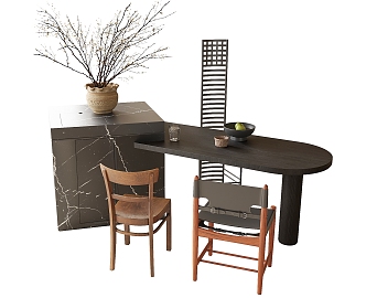 Modern Dining Table and Chair Combination Dining Chair Single Chair 3d model