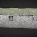 Cartoon Scene Of Old Brick House With Sloped Roof Windows And Arched Door