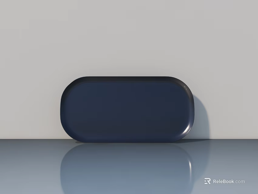 Modern Dark Blue Oval Shaped Bathtub on Shiny Floor with Light Background 3d model 