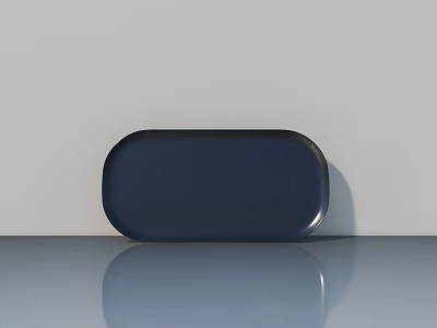 Modern Dark Blue Oval Shaped Bathtub on Shiny Floor with Light Background 3d model