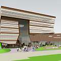 modern library building 3d model